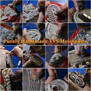 Collar Personalizado de Plata 925 con Letra Doble R Hip Hop, Diamantes Baguette VVS y Moissanita, Cadena y Colgante de Joyería Personalizada Iced Out - Product Image 5