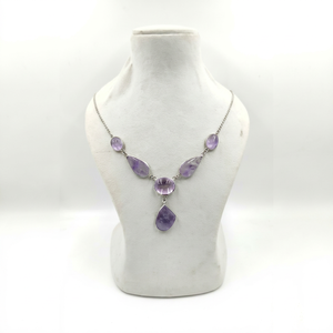Collar de Cadena con Caja para Enamorados, con Gema de Amatista Rosa Natural, Bañado en Plata, Lujoso, para Boda, para Mujer, 22 Pulgadas, de Moda - Product Image 1