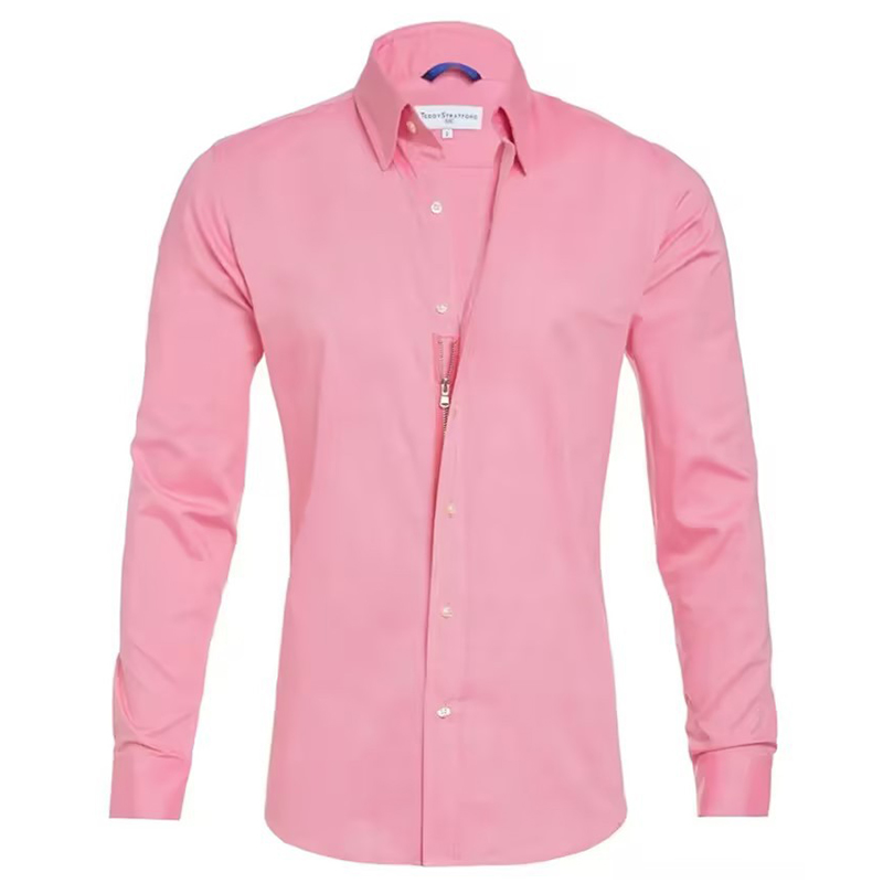 mens dress shirt with hidden zipper Men Business Hidden Zipper Shirts Solid Color Button Lapel Long Sleeve  Cotton New Fashion Tops Blouse Casual Formal Office Shirt
