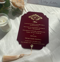 Tarjetas de Menú para Invitados de Boda, Diseño Floral de Terciopelo, Monograma, Diseño de Lámina Dorada, Cinta para Atar, Invitaciones de Boda