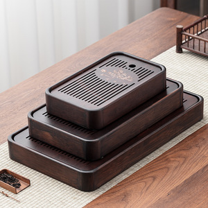 Bamboo <b>Tea</b> <b>Tray</b> Rectangle Stackable With Drain And Water Storage Japanese Style <b>Tea</b> Table Storage <b>Trays</b> - Product Image 1