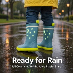 Bottes Wellington unisexes pour <span class=keywords><strong>enfants</strong></span>, imperméables, antidérapantes, semelle intermédiaire en EVA respirante, bottes de pluie en caoutchouc pour <span class=keywords><strong>enfants</strong></span> - Product Image 6