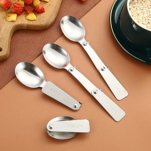 Portable 304 Stainless Steel Folding Spoon, Travel Camping Cutlery for Food Jar, Thermal Stew Cup Instant Noodle Bowl - Product Image 1