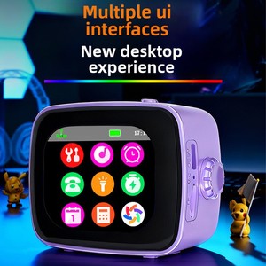 Haut-parleur intelligent avec écran, synchronisation des paroles, réveil portable, carte TF intégrée, multilingue, haut-parleur cadeau - Product Image 2