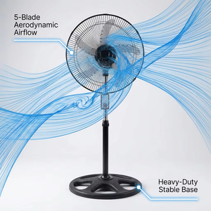 Ventilateur sur pied de 18 pouces avec 5 pales oscillantes, hauteur réglable, moteur AC, commande mécanique pour le refroidissement domestique - Product Image 3