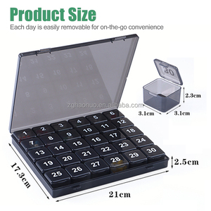 Venta al por mayor de viaje desmontable pequeño sellado 30 días 30 compartimentos organizador de almacenamiento de pastillas portátil caja de medicamentos con estuche exterior - Product Image 5