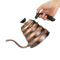 Bouilloire à café manuelle en acier inoxydable SS304 de 1200 ml, forme nuage, bec col de cygne, pour barista, couleur personnalisée OEM