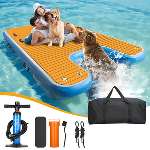 Plateforme flottante gonflable pour chien, en bois, pliable, colorée, pour <span class=keywords><strong>piscine</strong></span>, avec <span class=keywords><strong>rampe</strong></span> aquatique, pour jeux aquatiques extérieurs, personnalisable - Product Image 1