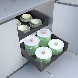 Modern Design Chrome Metal Plate 3 Sides Drawer Basket Soft Close Sliding Waterproof <b>Kitchen</b> Cabinet Organizer <b>Storage</b> <b>Kitchen</b> S - Product Image 4