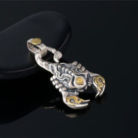 Pendentif BOCAI S925 en argent pour hommes et femmes, style Lotus Maître Fureur, Flamme Rétro Scorpion, Design Vintage Rétro, Bijoux Fins