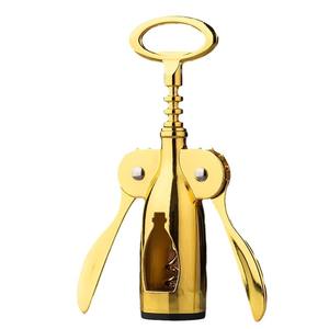 Tire-bouchon décapsuleur en acier inoxydable doré avec levier pour usage domestique - Product Image 1