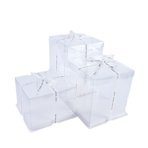 Boîte d'emballage carrée transparente en plastique recyclé de qualité alimentaire pour gâteaux, idéale pour les mariages et la présentation en boulangerie (vente en gros) - Product Image 6