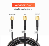 Antenne combinée Tri-bande 4G LTE 2.4GHz WiFi GNSS GPS Ronde de type Pancake avec 3 câbles RG174 SMA