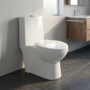 WC monobloc en céramique pour le Nigéria et le Ghana, à chasse d'eau directe, avec abattant à fermeture douce, à poser au sol - Product Image 4