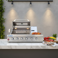 Barbecue portable pliable en acier inoxydable à 7 brûleurs, allumage automatique, sans fumée, pour l'extérieur, surface de cuisson antiadhésive 660x460