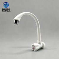 Robinet d'eau col de cygne 1/2 pouce en PP blanc, fourni directement par l'usine, pour évier de cuisine domestique, robinet en plastique