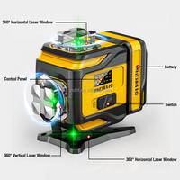 Niveau laser 4D vert auto-nivelant 360° horizontal et vertical 16 lignes multiples pour revêtements de sol + trépied