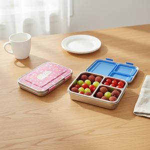 Fiambrera Escolar Aohea Reutilizable Antifugas de Acero Inoxidable con 3 Compartimentos y Tapas de Silicona para Niños - Product Image 3