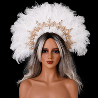 Couronne de plumes d'autruche pour spectacle de danse, déguisement de carnaval brésilien, Mardi Gras, concours de danse latine, spectacle de scène, défilé