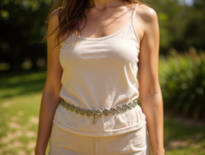 Catena da Vita Vintage in Lega di Zinco per Donna, Placcata in Oro Antico con Motivo Floreale, Gioiello per il Corpo da Festa - Product Image 2