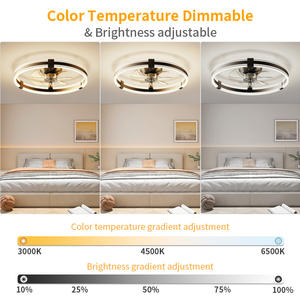 Ventilateur de plafond à moteur CC LED Chambre à coucher 6 vitesses Réglable Sensibilité à la lumière Télécommande Contrôle par application Acrylique Nouveau design - Product Image 3