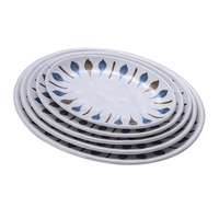 Melamine plastic 9 10 11 12 13 inch ovale bord Koreaanse stijl bladsvormige dessert schaal onbreekbaar servies voor restaurant