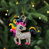 Ornement de Noël Licorne, Décoration d'Arbre de Noël pour Enfants, Sacs Arc-en-ciel Scintillants Mignons pour Petites Filles, Autres Accessoires, Porte-clés en Cristal