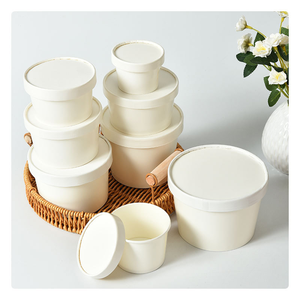 Gobelets en papier personnalisés avec logo imprimé pour crème glacée, yaourt glacé, gelato, gobelets jetables à paroi simple avec couvercle - Product Image 3