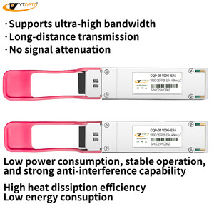 Ytopto QSFP28รับส่งสัญญาณ ER4 100กรัมโมดูลตัวรับส่งสัญญาณ SMF 1310nm LC FTTH ระยะทาง40กม. ใช้สำหรับศูนย์ข้อมูลมาตรฐาน CE FCC ROHS - Product Image 2