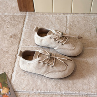 Chaussures plates en daim pour enfants, style vintage, printemps-automne, couleur unie, style ballerine, chaussures décontractées pour filles et garçons