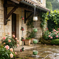 Chaîne de pluie en céramique pastorale mignonne, créative, en forme de théière et de champignon, finition brillante, installation facile, pour gouttière extérieure et jardin