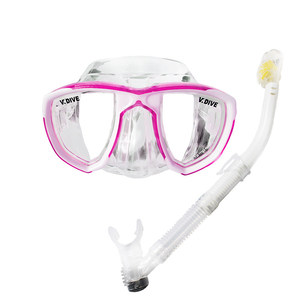 Masque de plongée étanche à faible volume Vdive anti-buée avec verres correcteurs et tuba entièrement sec pour la plongée en apnée et la plongée sous-marine, verre trempé - Product Image 4
