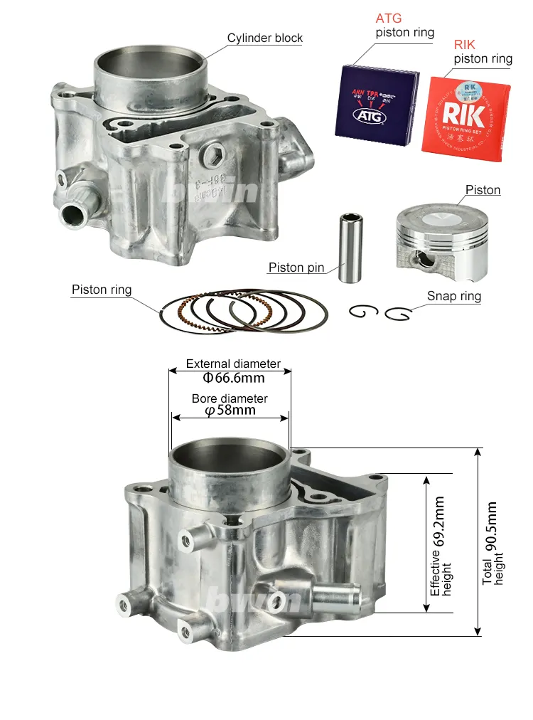 K36/PCX150 58mm 150cc VARIO150 fabbrica all'ingrosso di parti del motociclo kit pistone con guarnizione per HONDA