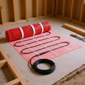 Tapis chauffant électrique encastré de 30 pieds carrés avec thermostat numérique et film de détection par DB Wholesale pour systèmes de chauffage au sol modernes - Product Image 2