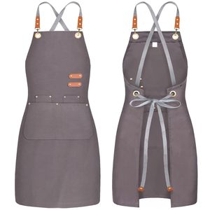 Delantal de Chef con Tirantes Cruzados y 4 Bolsillos <span class=keywords><strong>para</strong></span> Hombre y Mujer, Ideal <span class=keywords><strong>para</strong></span> Cocina, Jardinería, Repostería, Uniforme de Trabajo OEM - Product Image 6