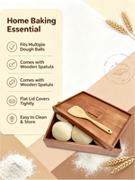 Boîte de levage de pâte en bois écologique avec couvercle et racloir pour la fermentation et le stockage de la pâte à pizza, idéale pour la pâtisserie maison