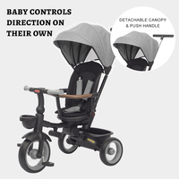 Tricycle pliant pour enfants, 3 roues avec poignée de traction détachable, trotteur de poussette tricycle 7 en 1 pour enfants