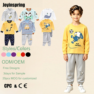 Wholesale Kids Boys Autumn Clothing Set Long Sleeve Pullover With Neck <strong>Popper</strong> and Cuffed Sweatpants Cartoon Pattern for Daily - Product Image 1