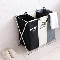 Panier à linge pliable en 3 sections, imperméable, réutilisable, lavable, grande capacité, gain de place, pour la maison, la salle de bain, la chambre, les vêtements sales