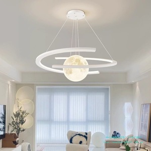 Aluminum LED <b>Chandelier</b> With Adjustable Brightness Modern Simple Elegant Luxury Circular <b>Lighting</b> - Product Image 2