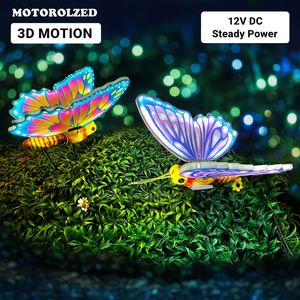ไฟตกแต่งรูปผีเสื้อ LED 3 มิติ แบบไดนามิก 12V IP65 กันน้ำ สำหรับภายนอกอาคาร พร้อมมอเตอร์ขยับได้ หลายสี เหมาะสำหรับสวน ภูมิทัศน์ และสวนสาธารณะ - Product Image 1