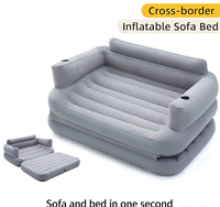 Canapé-lit gonflable 2-en-1 OEM, matelas de camping floqué avec accoudoirs et porte-gobelet, chaise longue portable d'extérieur