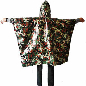 Outdoor Camouflage <b>Poncho</b> PE Material Disposable Rainwear For Camping <b>Emergency</b> Use Adult Universal Fit - Product Image 1
