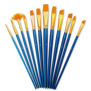 Artista 12 pezzi Set di pennelli per pittura forniture artistiche professionali pennelli per capelli in Nylon pittura a olio OEM Round Art per acrilico