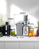 Extracteur de jus portable domestique 1300W à bouche large de 3,2 pouces pour légumes et fruits, à vitesse réglable et extraction rapide