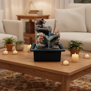 Fontaine d'eau décorative de jardin en résine, motif lapin de Pâques, peinte à la main, design animal, pour la relaxation et la méditation, idéale pour les fêtes - Product Image 3