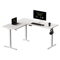 Bureau électrique en forme de L avec plateau en trois parties de 800x600mm, un moteur, réglage de la hauteur sur 2 niveaux, bureau d'ordinateur de bureau réglable en hauteur