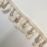 Garniture décorative tissée à la main en coquillages, pompons et sequins pour vêtements ethniques, rideaux et confection de vêtements, vente en gros