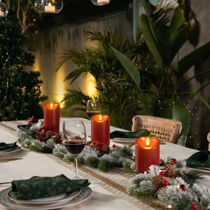 Bougies Pilier LED sans Flamme à Piles en Paraffine Bourgogne <span class=keywords><strong>avec</strong></span> Télécommande et Minuteur, Décoration de Noël et d'Halloween en Plastique - Product Image 4