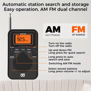 Radio numérique de poche W206 67g 105x58x18MM DSP FM AM avec réveil, minuterie de sommeil et écran LCD pour la maison et l'extérieur - Product Image 4